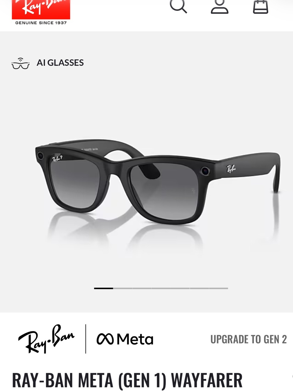 RayBan Meta Wayfarer (Gen 1) Smart Glasses in Black
